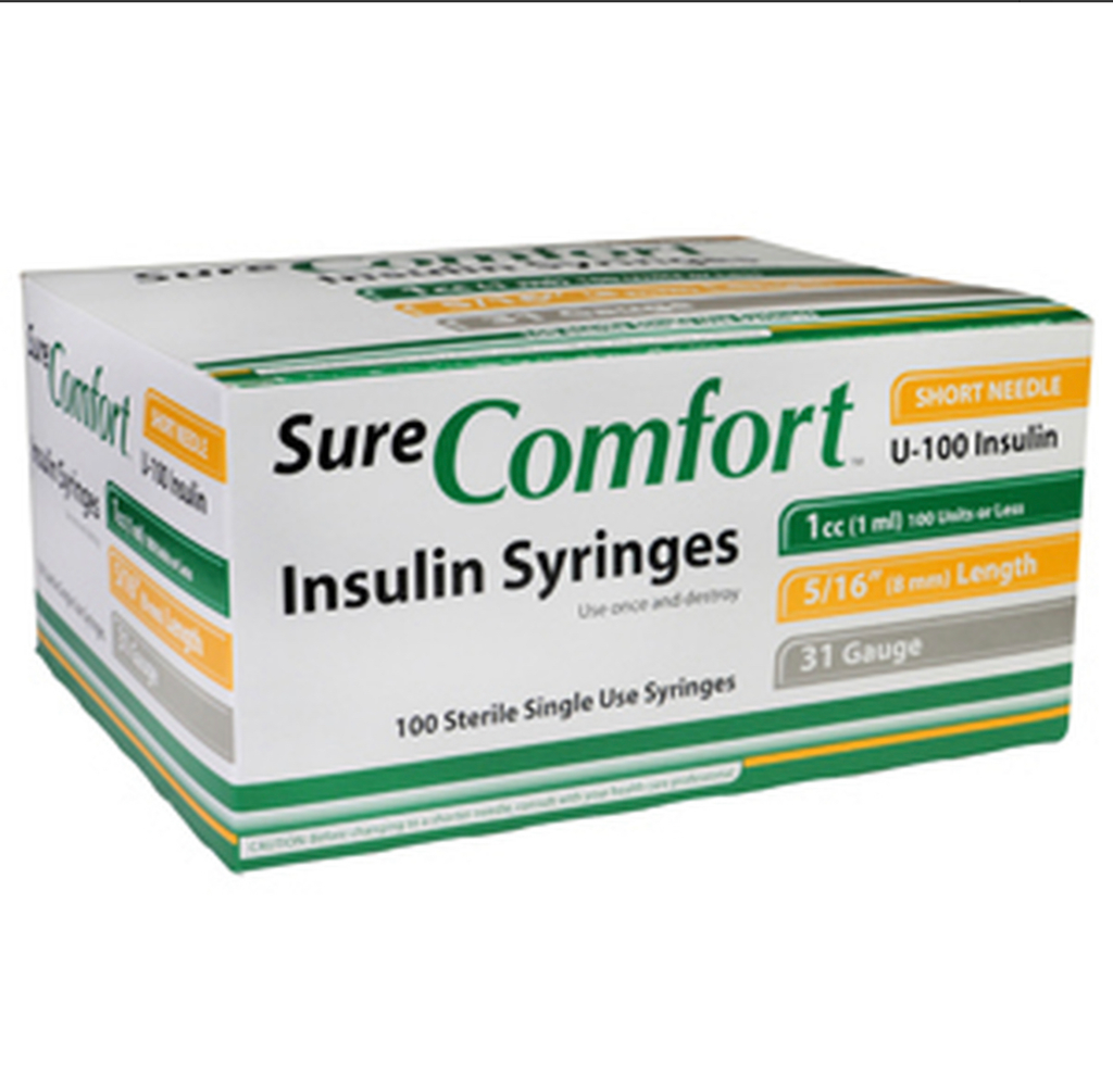 Insulin Syringe with Integrated Needle (100 unit box)